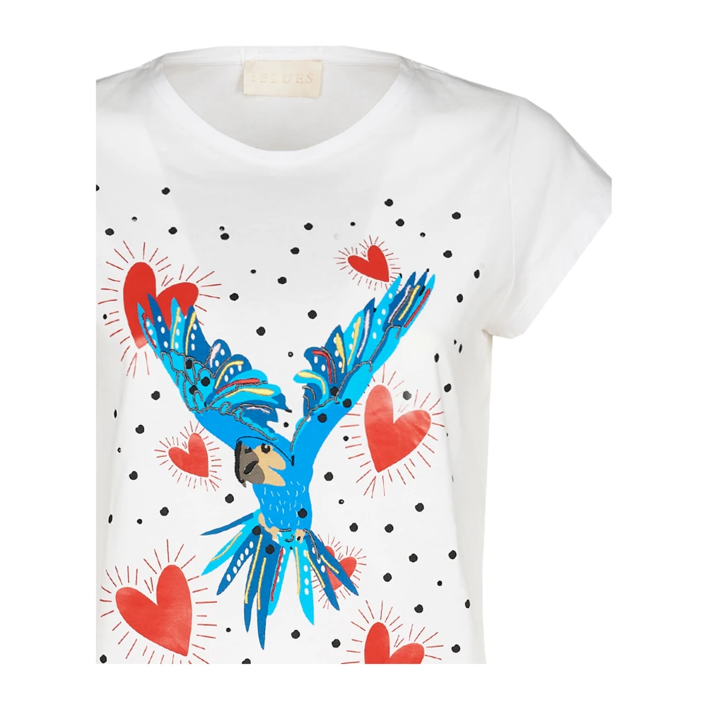 Iblues Vogelprint Wit T-shirt White Dames