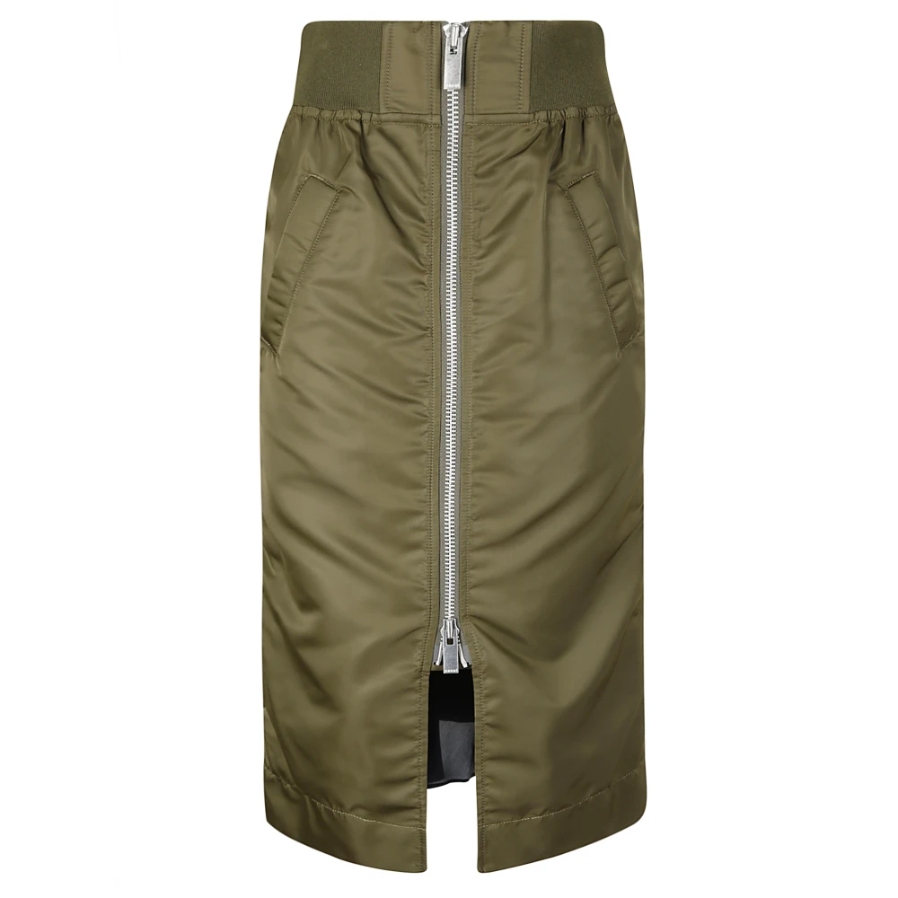 Sacai Contrastvoering Hoge Taille Midi Rok Green Dames