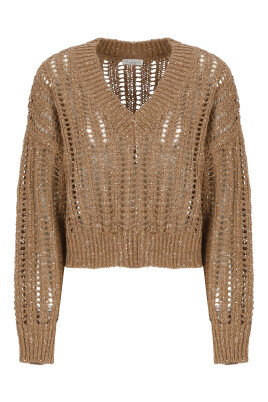 pull-marron-en-soie-et-lin-a-col-en-v