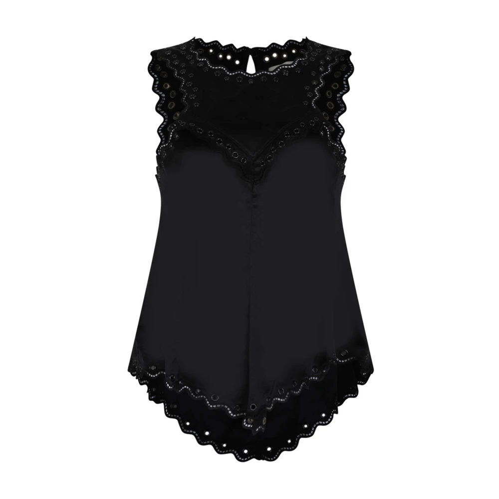 Isabel marant Zwart Zijden Kant Tank Top Black Dames