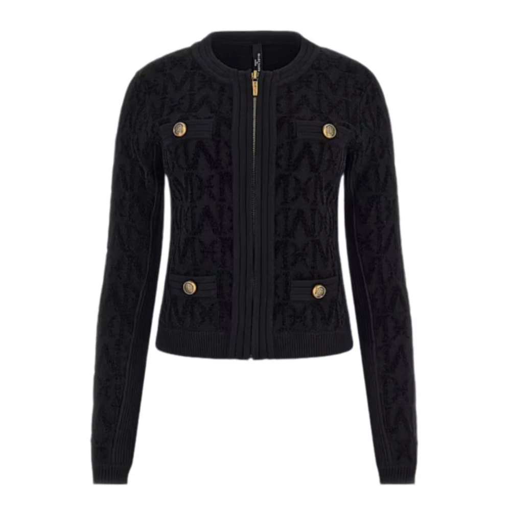 Guess Chenille Cardigan met Monogram Detail Black Dames