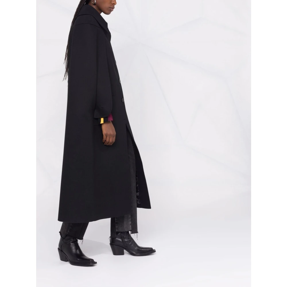 Maison Margiela Zwarte wollen overjas met iconische stiksels Black Dames