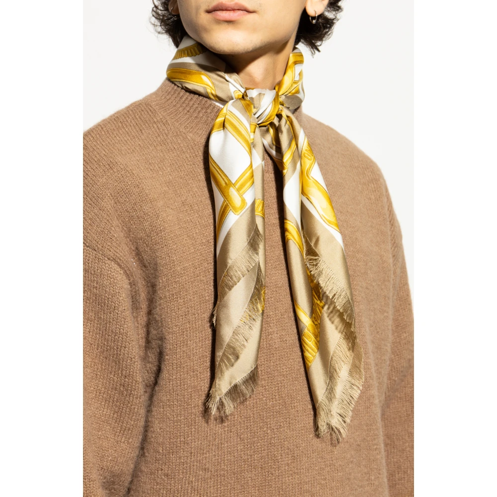 Moschino Zijden sjaal met print Yellow Unisex