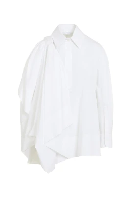 Asymmetrisk drappad poplinskjorta