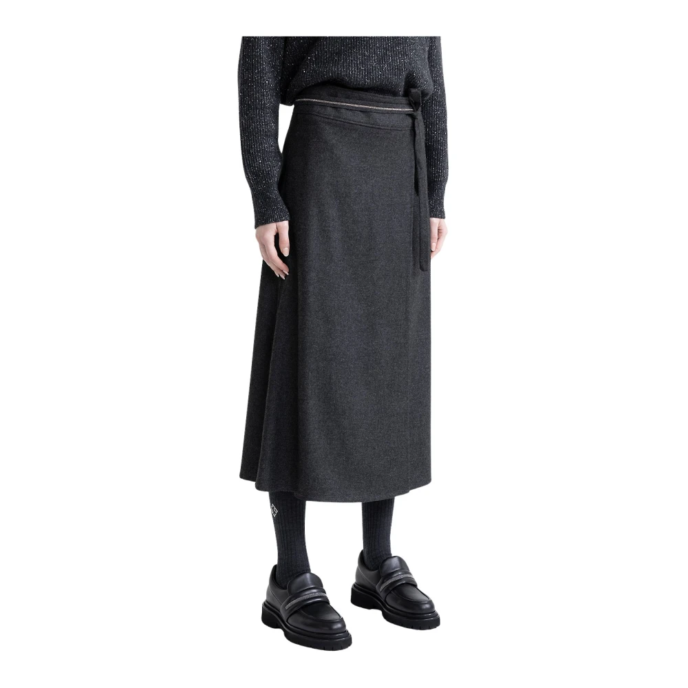 PESERICO Viscose en wol flanellen midi-rok Gray Dames
