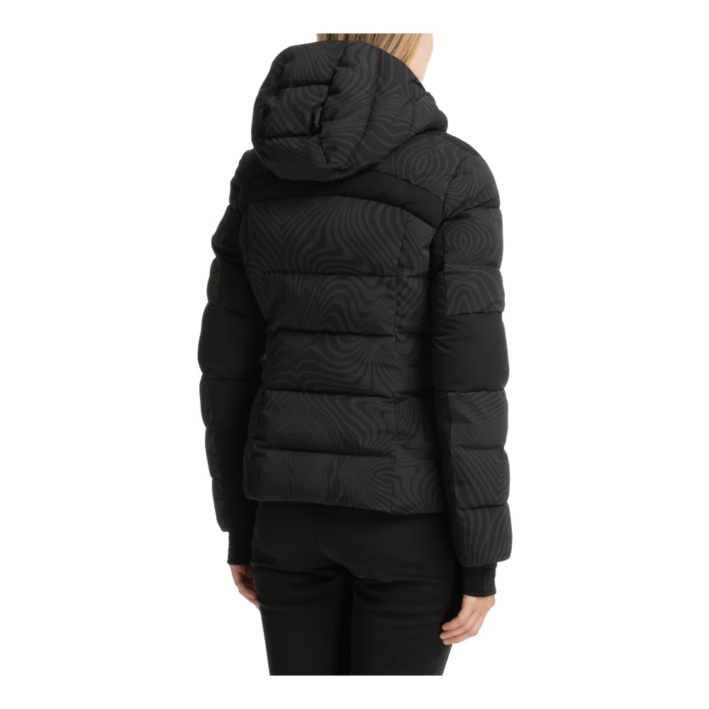 Emporio Armani EA7 Abstracte Ski Jas met Capuchon Black Dames