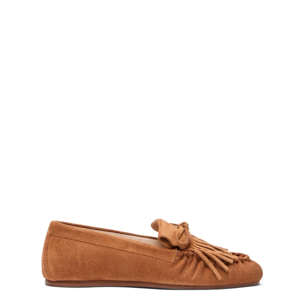 Stuart Weitzman Brown Loafers, Female, 5 Uk, Britt Fringe Moccasin