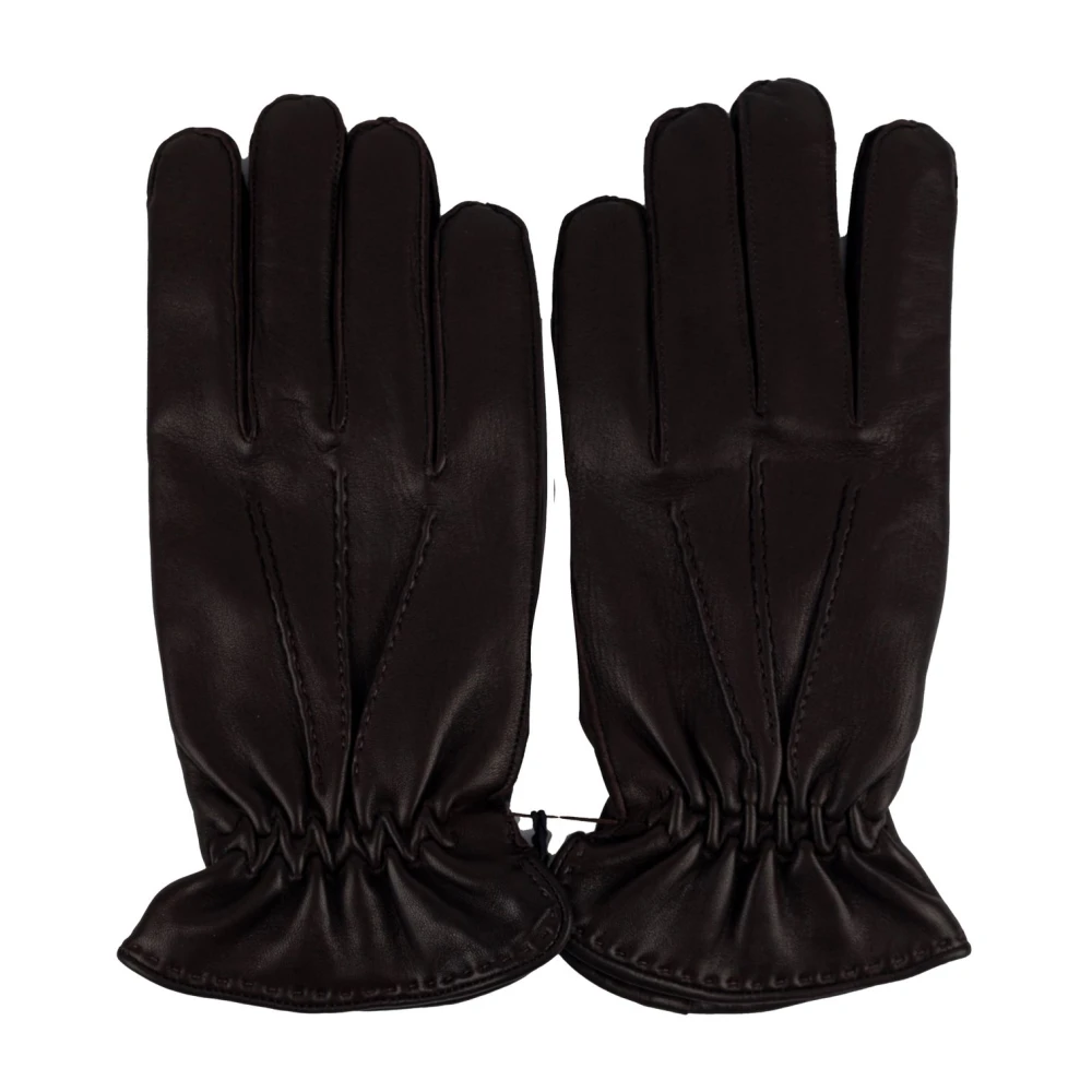 Orciani Heren Leren Wol Kasjmier Handschoenen Black Heren
