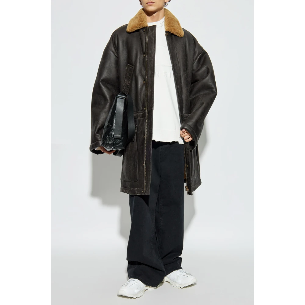 Balenciaga Lamsvel Shearling Jas Brown Heren