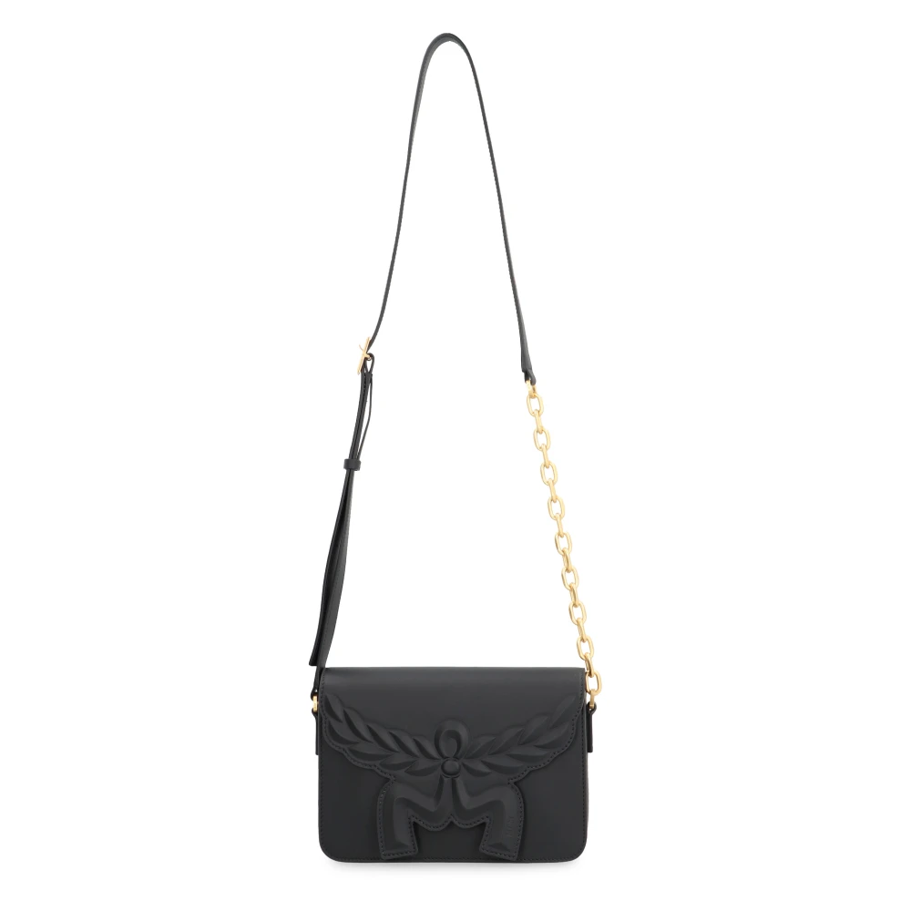 MCM Geëmbosseerde leren crossbodytas Black Dames