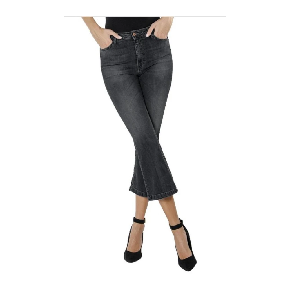 Kocca Women's Black Flared Denim Trousers - Cropped Jeans - W27 - Jeans