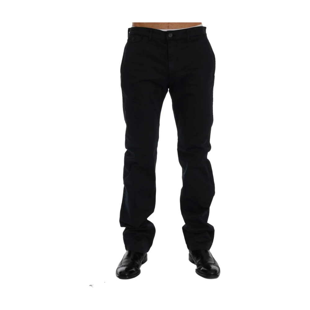 Gianfranco Ferré Blauwe Katoenen Stretch Chino's Rechte Pasvorm Blue Heren