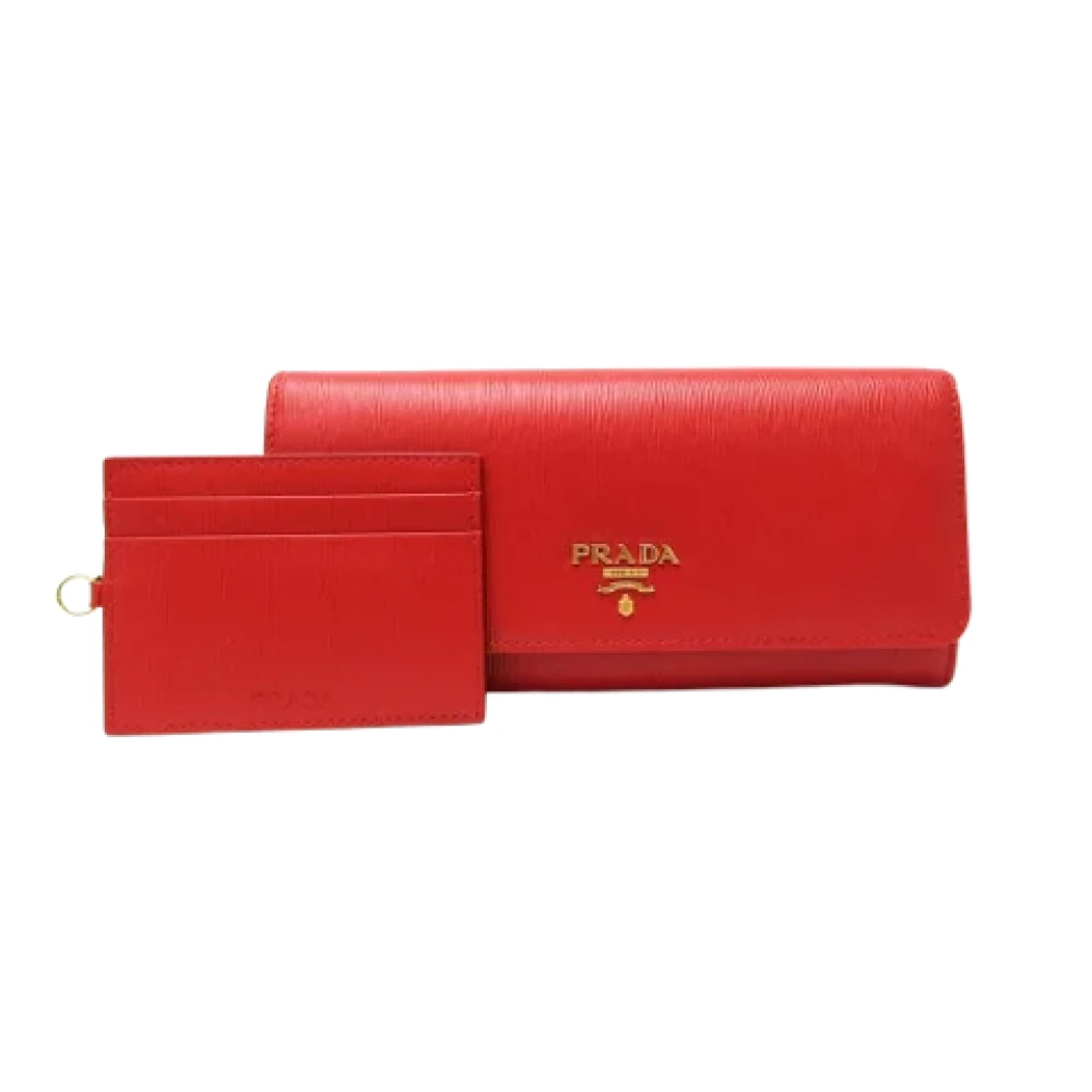 Prada Vintage Pre-owned Leather wallets Red Dames