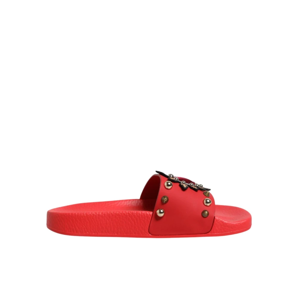 Dolce & Gabbana Women's Red Sac Heart Stud Slides