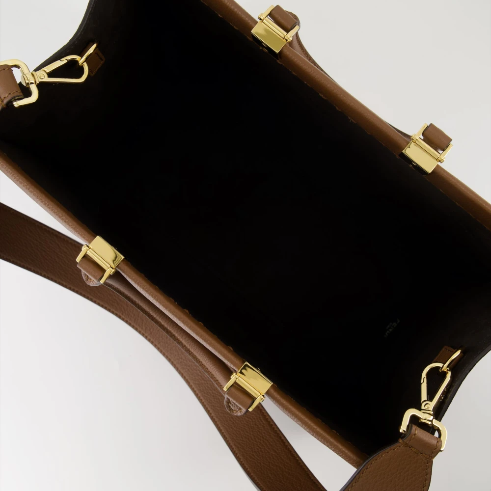 Fendi Tote van generfd leer met afneembare band Brown Dames