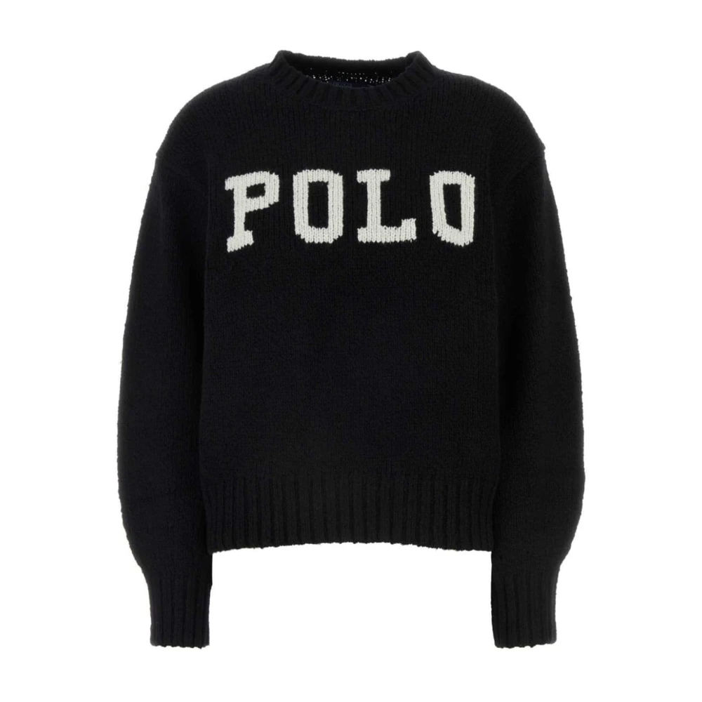 Ralph Lauren Trui met ronde hals en intarsia-breisel Black Dames