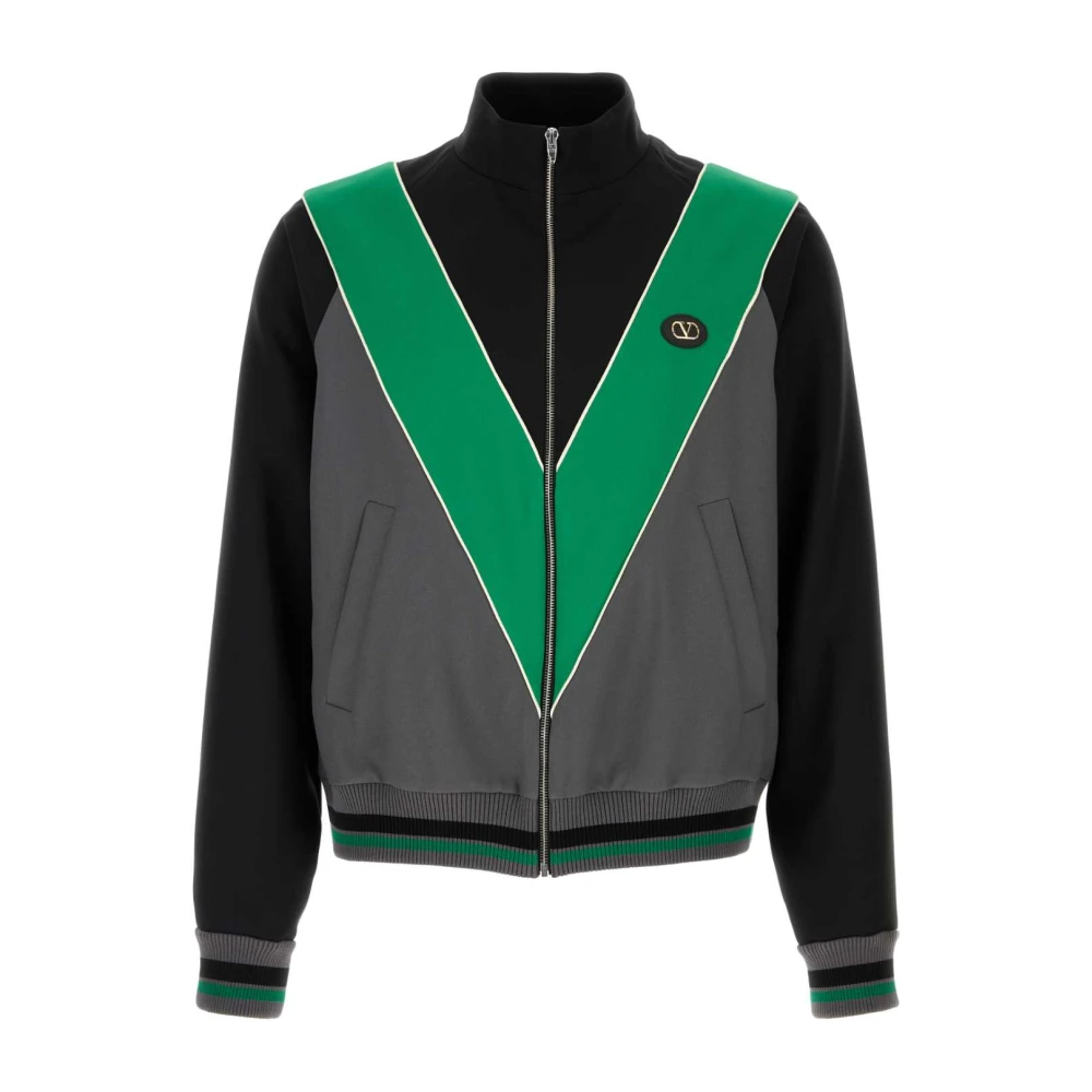 Valentino Garavani Men's Multicolor Nylon Sweatshirt With Zip And Vlogo Patch - Zip-Throughs - M - Sweatshirts & Hoodies