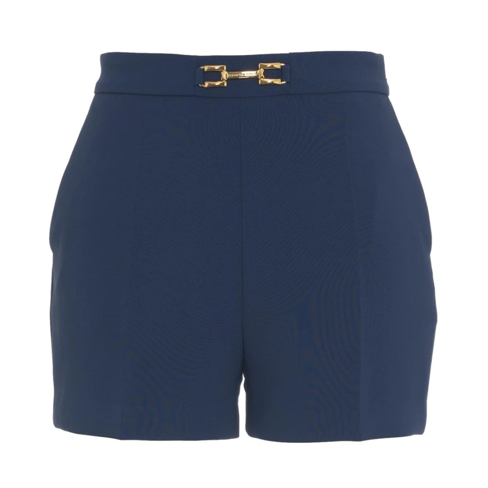 Elisabetta Franchi Blauwe Stretch Crêpe Bermuda Shorts Blue Dames
