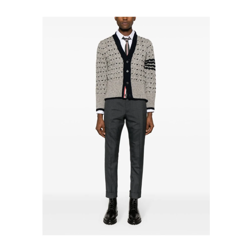 Thom Browne Chunky Cable Knit Trui Gray Heren