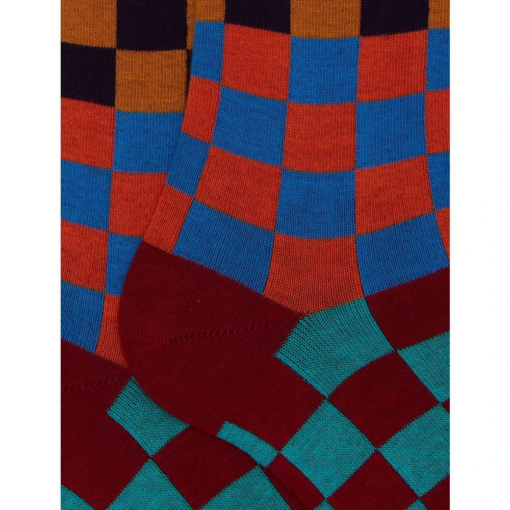 Gallo Lange rode katoenen sokken voor dames met gekleurd schaakbordmotief Multicolor Dames