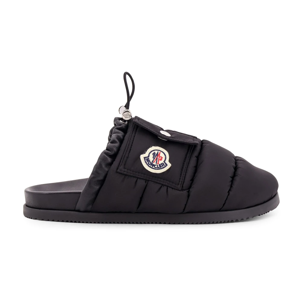 Moncler Black Mules, Female, 3 Uk, Padded Leather Mule With Pocket