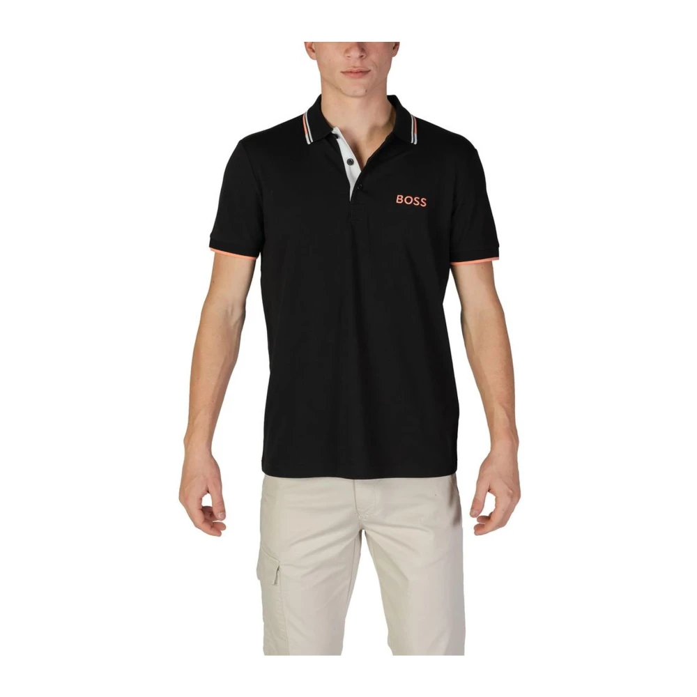 Hugo Boss Zwarte Effen Polo Shirt Herfst Winter Black Heren