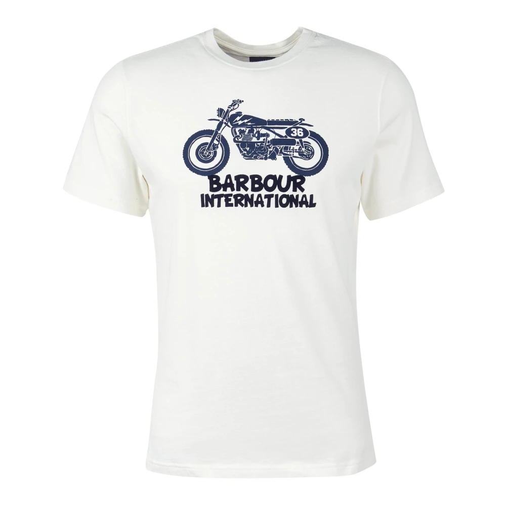 Barbour Method T-Shirt med Motorcykel Grafik White, Herr