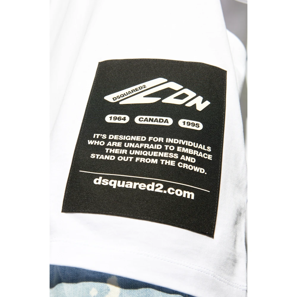 Dsquared2 T-shirt met logo patch White Heren