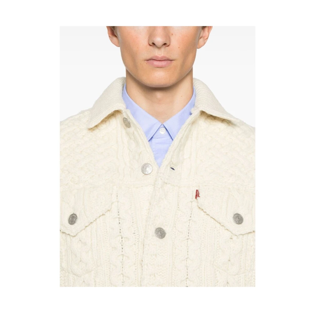 Junya Watanabe Witte Wol Aran Gebreid Buitenkleding White Heren