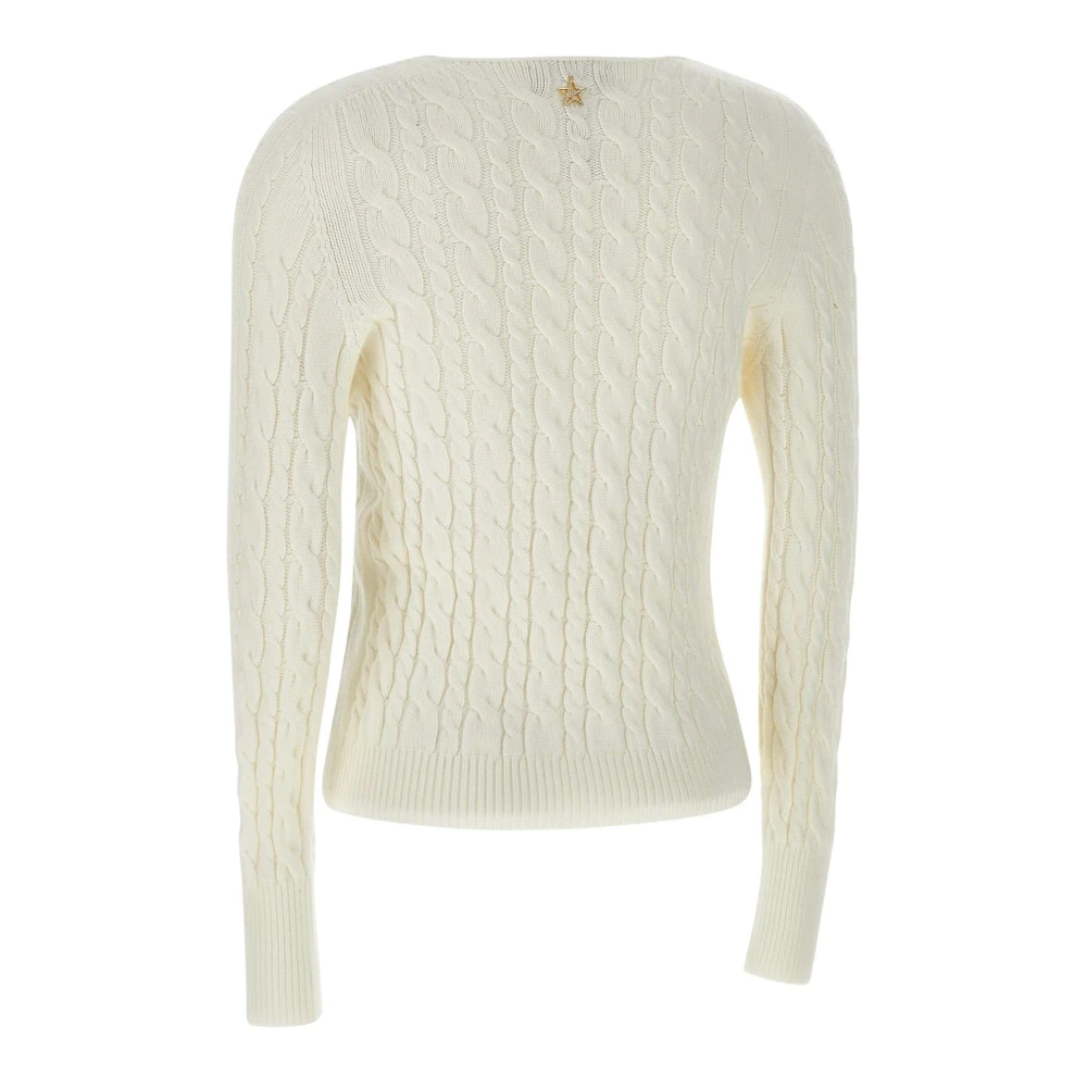 Kaos Witte V-hals Kabeltrui White Dames