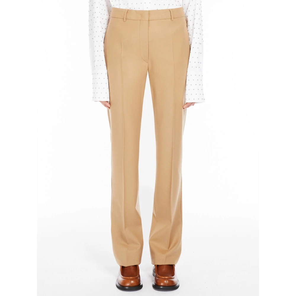 SPORTMAX Bruine Flanellen Broek met Kristaldecoratie Brown Dames