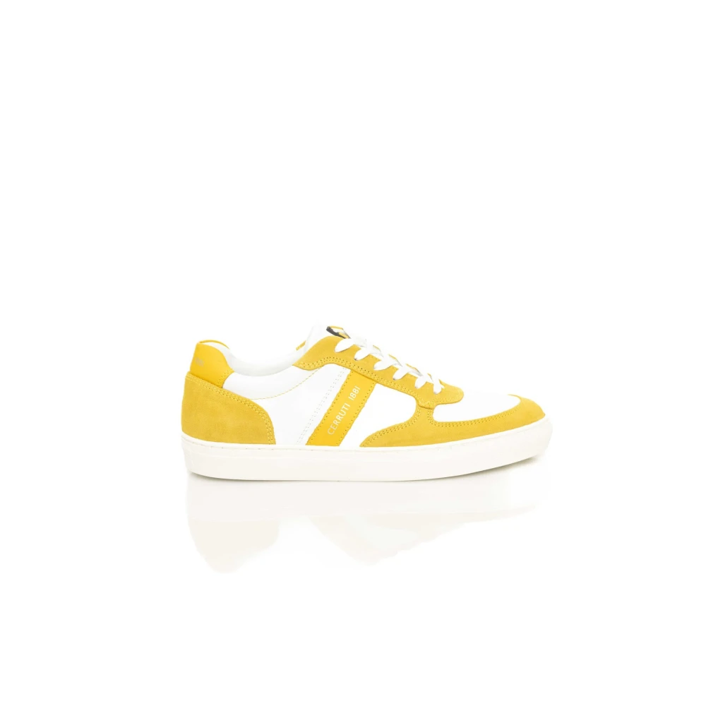 Cerruti 1881 Men's Yellow Leather Sneakers With Rubber Sole