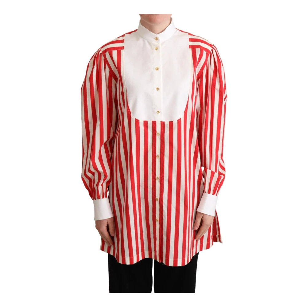 Dolce & Gabbana Women's Multicolor Striped Cotton Collared Long Sleeve Top - Shirts - S - Blouses & Shirts
