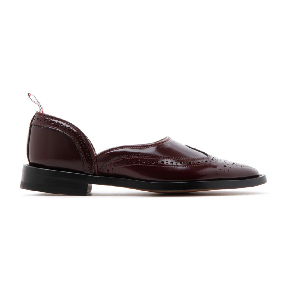 Thom Browne Burgundy Läder Brogues med RWB Stripe Red, Dam