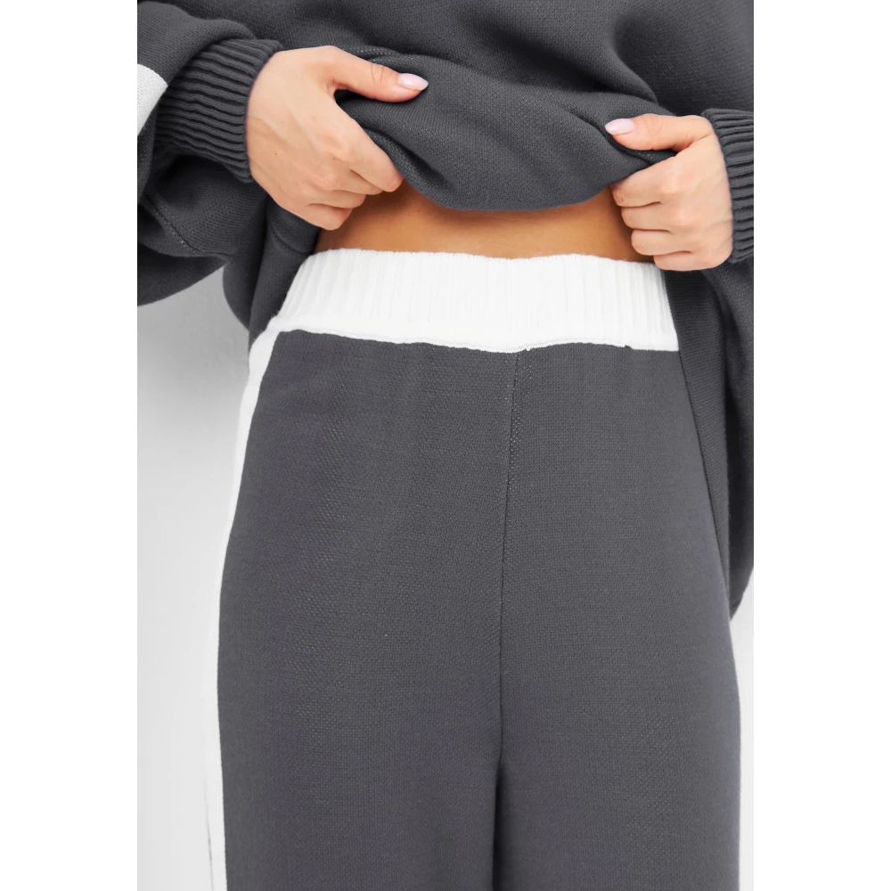 Cesare Gaspari Luxe Gebreide Jogger Set Grijs Gray Dames