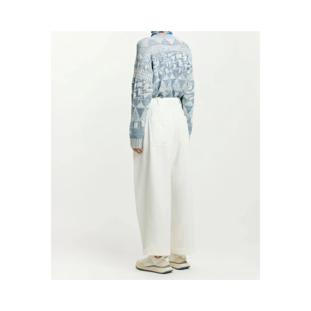 Momoni Sculpturale Wide Leg Denim Broek White Dames