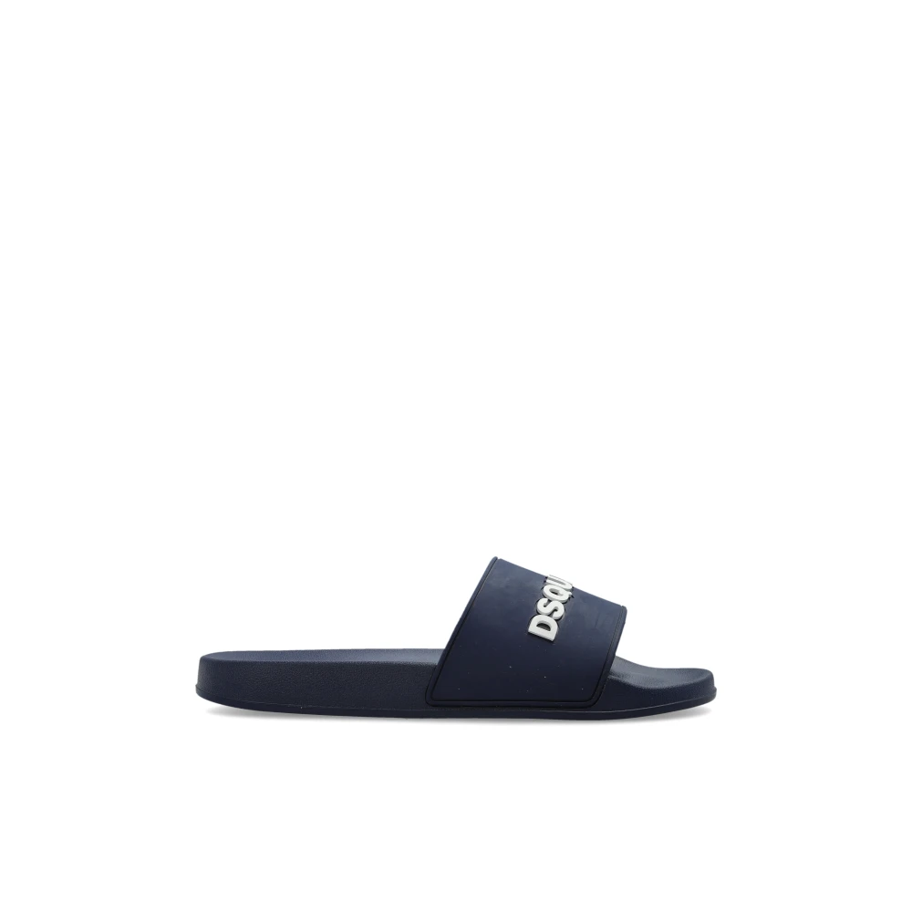 Dsquared2 Men's Blue Sliders, 10 Uk, Flip-Flops With Logo