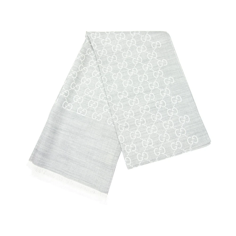 Gucci Wollen zijden sjaal met patroon Gray Dames