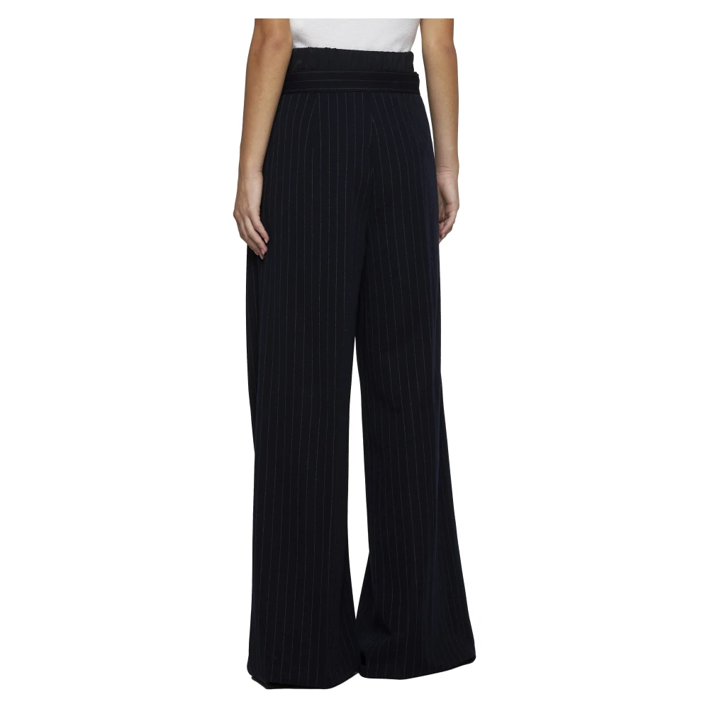 Max Mara Donkerblauwe Wijde Pinstripe Broek Blue Dames