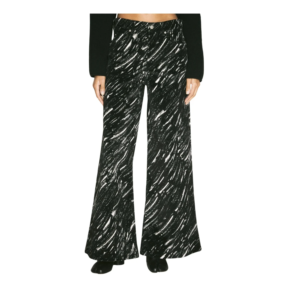 Marni Zwarte Denim Broek met Crayon Print Black Dames