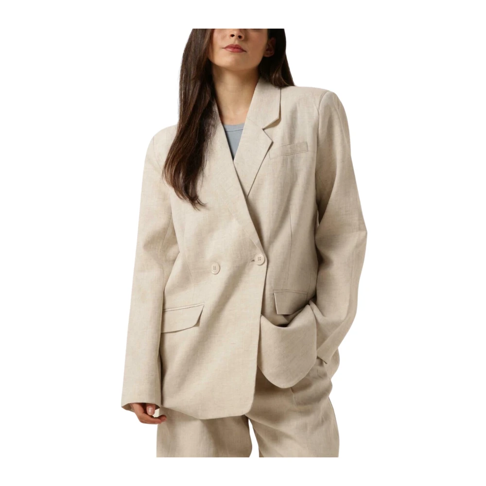 Gestuz Linnen Blazer Elegant Stijlvol Veelzijdig Beige Dames