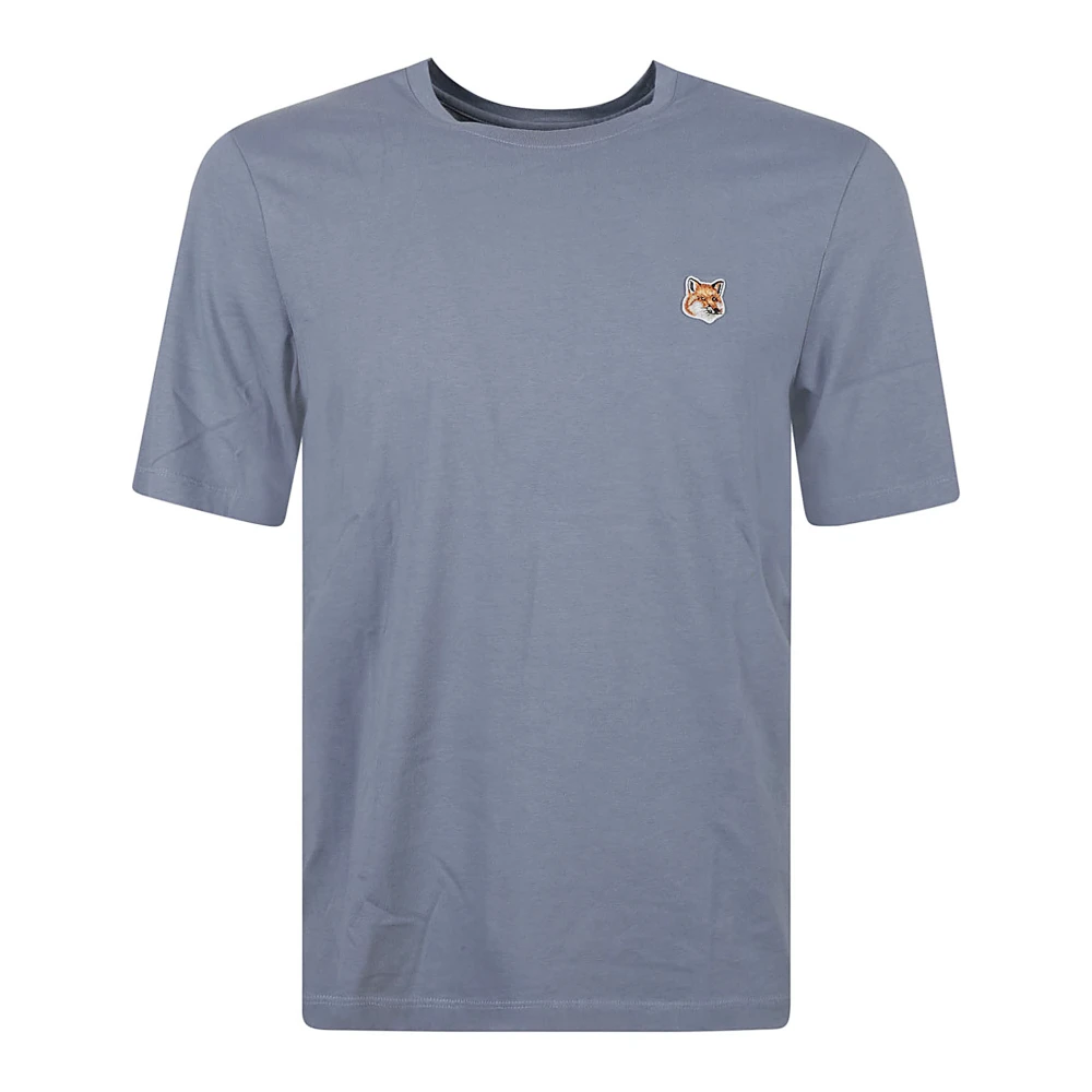 Maison Kitsuné Fox Head Patch Tee Shirt Blue Heren