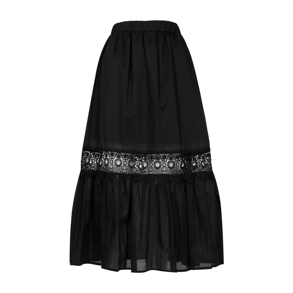Kaos Zwarte Katoenen Hoge Taille Rok Black Dames
