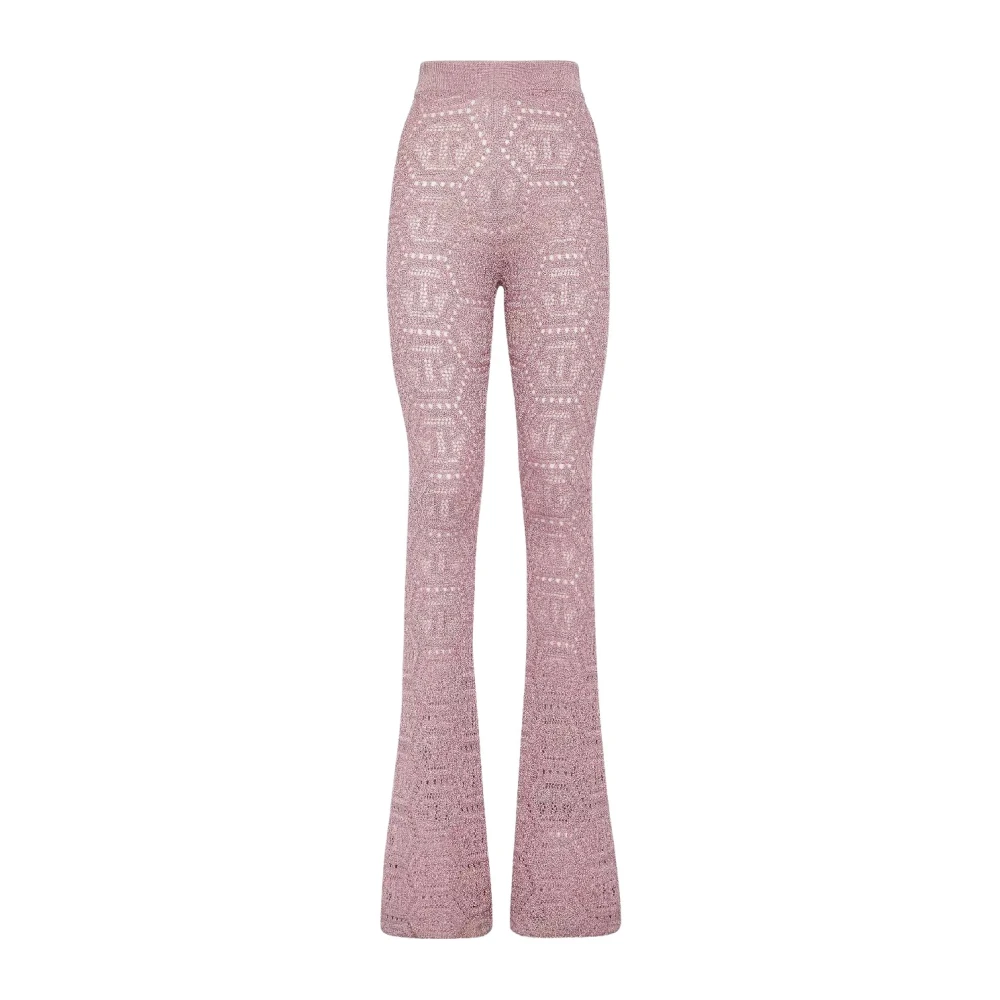 Philipp Plein Roze Gebreide Monogram Broek Pink Dames