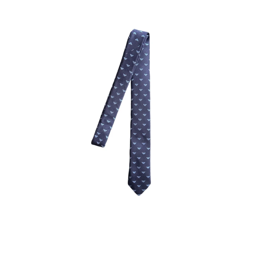 Emporio Armani Zijden Stropdas Nachtblauw Logo Adelaar Blue Heren
