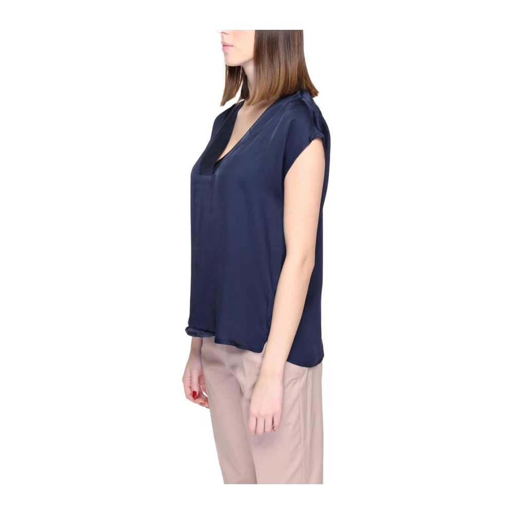 Street One Blauwe Viscose Korte Mouw Blouse Blue Dames