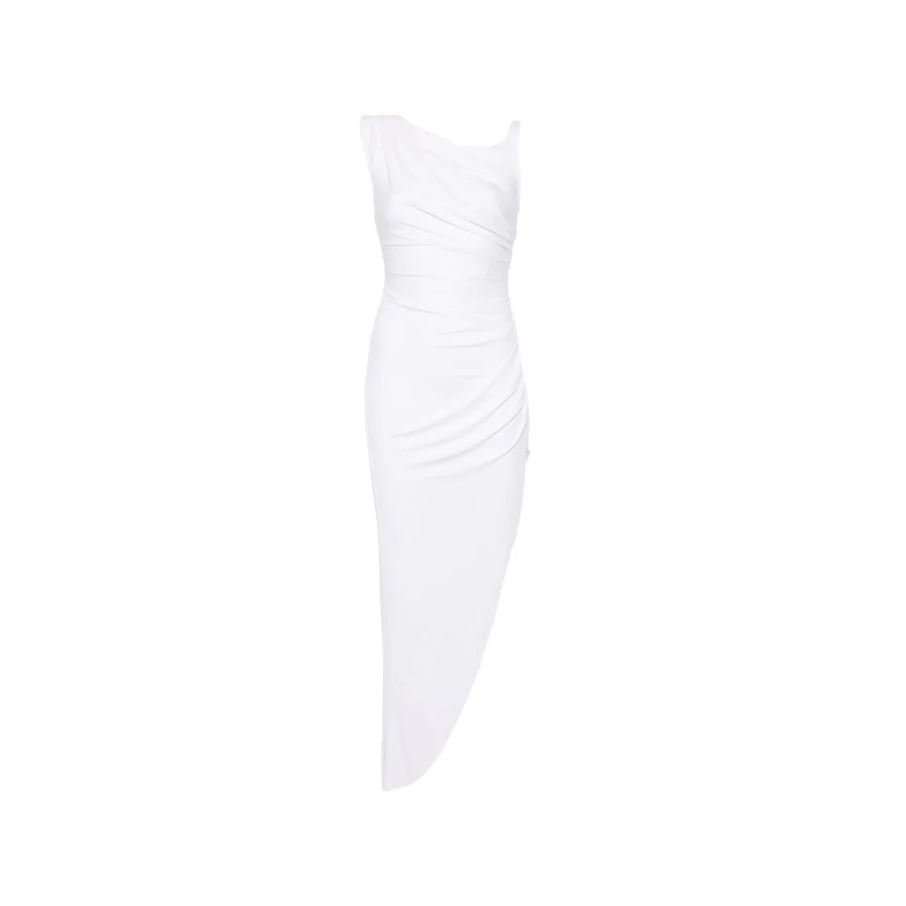 Elisabetta Franchi White Party Dresses, Female, Xl, Dress In Crêpe Jersey Fabric With Jewel Strap