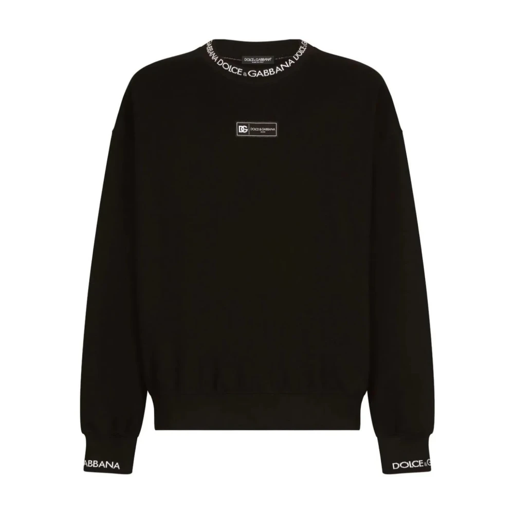 Dolce & Gabbana Zwart Logo Sweatshirt met Oversize Pasvorm Black Heren