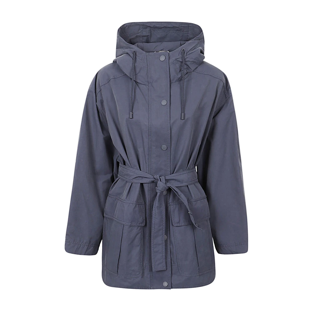 Max Mara Weekend Korte blauwe parka van katoen en nylon twill Blue Dames
