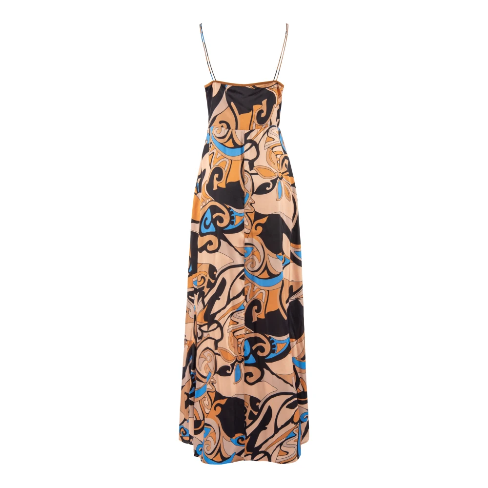 Nenette Lange jurk met sjaalprint Multicolor Dames